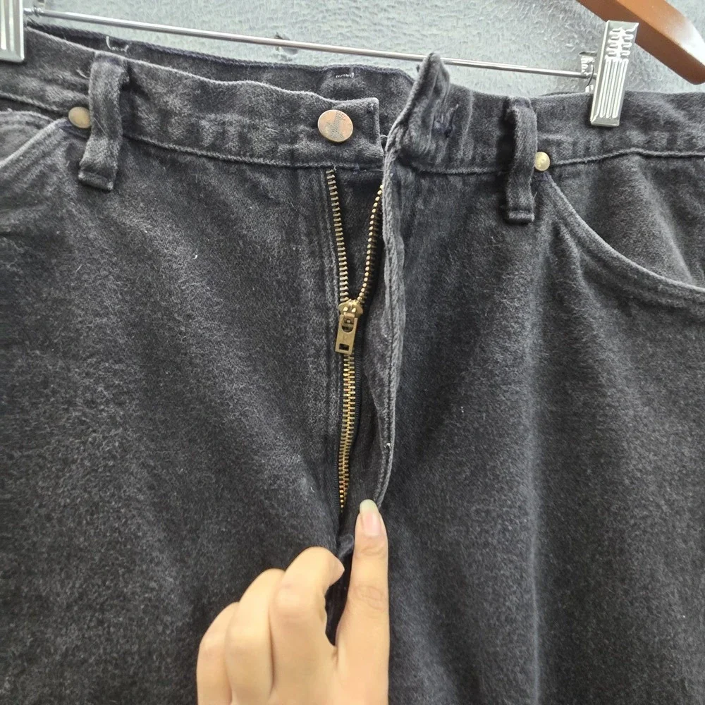 VINTAGE Wrangler Men Jeans 36X30 Black Denim 13MWZWK Cowboy Cut Original 90s USA